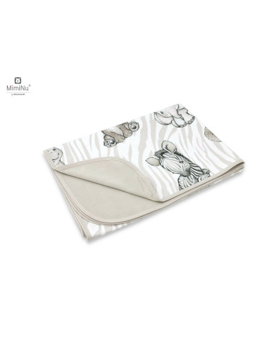 BN-6426972020916,MimiNu - Paturica moale cu doua fete, Dimensiune 75x100 cm, Din bumbac certificat Oeko Tex Standard 100, Safari