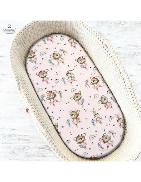 BN-6426972021111,MimiNu - Cearceaf cu elastic pentru landou, carucior si cosulet, Dimensiune 80x35 cm, Din bumbac certificat Oek