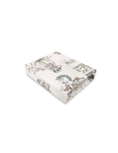 BN-6426972021654,MimiNu - Cearceaf cu elastic pentru patut 120X60 cm, Din bumbac certificat Oeko Tex Standard 100, Design, Zoo o
