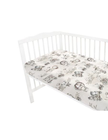 BN-6426972021654,MimiNu - Cearceaf cu elastic pentru patut 120X60 cm, Din bumbac certificat Oeko Tex Standard 100, Design, Zoo o