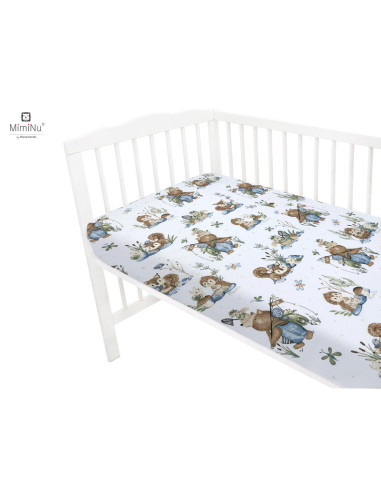 BN-6426972021784,MimiNu - Cearceaf cu elastic pentru patut 140X70 cm, Din bumbac certificat Oeko Tex Standard 100, Design, Let's