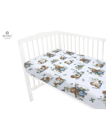 BN-6426972021784,MimiNu - Cearceaf cu elastic pentru patut 140X70 cm, Din bumbac certificat Oeko Tex Standard 100, Design, Let's