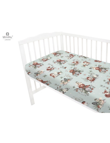 BN-6426972021791,MimiNu - Cearceaf cu elastic pentru patut 140X70 cm, Din bumbac certificat Oeko Tex Standard 100, Design, Let's