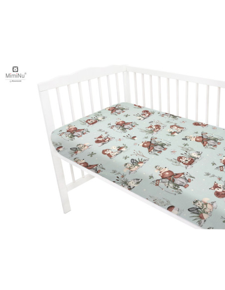 BN-6426972021791,MimiNu - Cearceaf cu elastic pentru patut 140X70 cm, Din bumbac certificat Oeko Tex Standard 100, Design, Let's