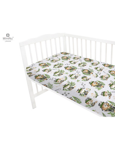BN-6426972021838,MimiNu - Cearceaf cu elastic pentru patut 140X70 cm, Din bumbac certificat Oeko Tex Standard 100, Design, Detec