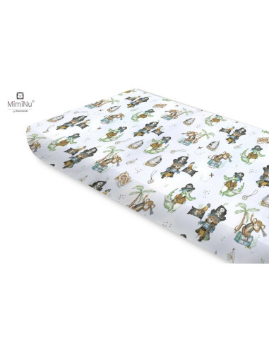 BN-6426972021883,Miminu - Cearceaf cu elastic, Din bumbac certificat Oeko Tex Standard 100, Pentru pat 160x80 cm, Design, Pirate
