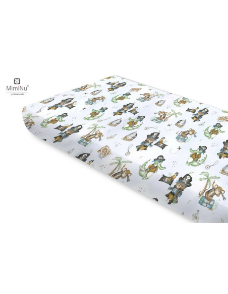 BN-6426972021883,Miminu - Cearceaf cu elastic, Din bumbac certificat Oeko Tex Standard 100, Pentru pat 160x80 cm, Design, Pirate