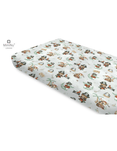 BN-6426972021890,Miminu - Cearceaf cu elastic, Din bumbac certificat Oeko Tex Standard 100, Pentru pat 160x80 cm, Design, Pirate