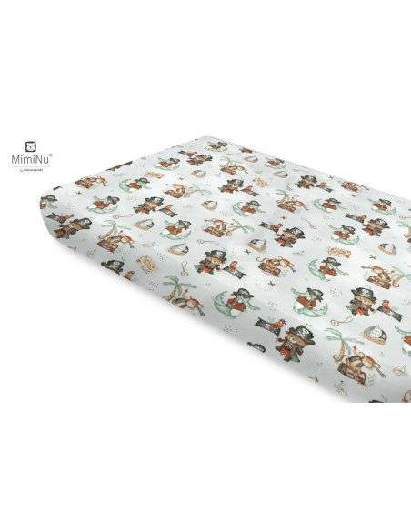 BN-6426972021890,Miminu - Cearceaf cu elastic, Din bumbac certificat Oeko Tex Standard 100, Pentru pat 160x80 cm, Design, Pirate