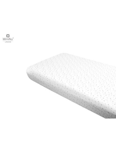 BN-6426972021920,Miminu - Cearceaf cu elastic, Din bumbac certificat Oeko Tex Standard 100, Pentru pat 160x80 cm, Mini Gray Star