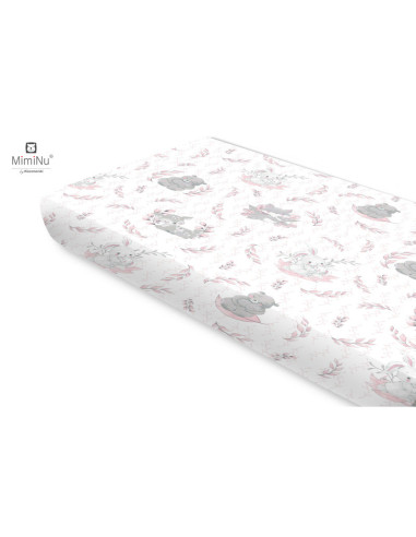 BN-6426972021968,Miminu - Cearceaf cu elastic, Din bumbac certificat Oeko Tex Standard 100, Pentru pat 160x80 cm, Lulu Rose