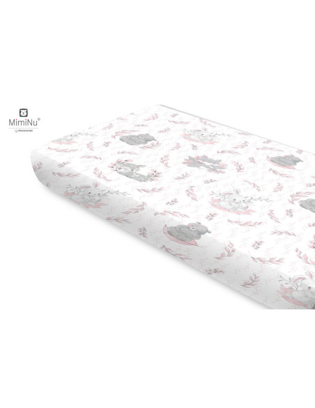 BN-6426972021968,Miminu - Cearceaf cu elastic, Din bumbac certificat Oeko Tex Standard 100, Pentru pat 160x80 cm, Lulu Rose