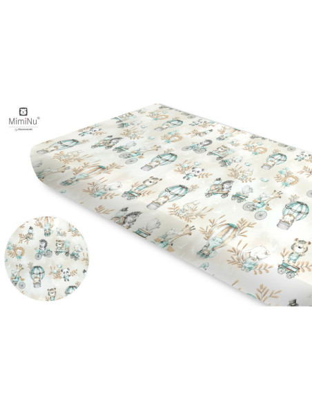 BN-6426972021999,Miminu - Cearceaf cu elastic, Din bumbac certificat Oeko Tex Standard 100, Pentru pat 160x80 cm, Design, Zoo On