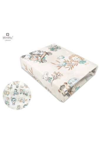 BN-6426972021999,Miminu - Cearceaf cu elastic, Din bumbac certificat Oeko Tex Standard 100, Pentru pat 160x80 cm, Design, Zoo On