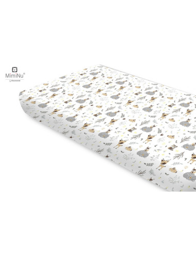BN-6426972022019,Miminu - Cearceaf cu elastic, Din bumbac certificat Oeko Tex Standard 100, Pentru pat 160x80 cm, Forest Friends