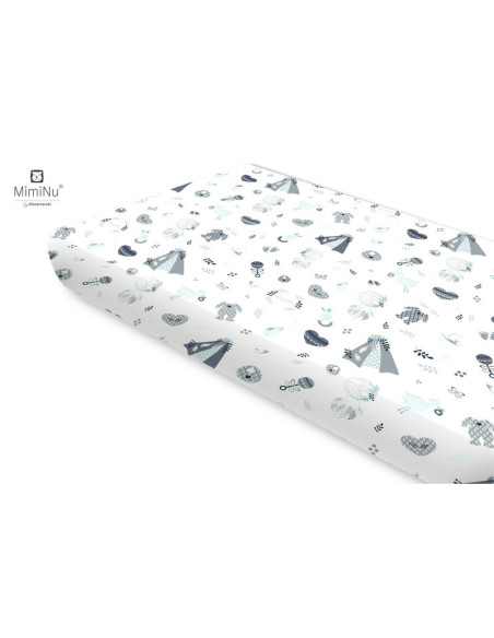 BN-6426972022033,Miminu - Cearceaf cu elastic, Din bumbac certificat Oeko Tex Standard 100, Pentru pat 160x80 cm, Baby Shower Bl