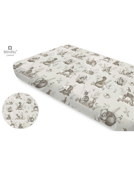 BN-6426972022057,Miminu - Cearceaf cu elastic, Din bumbac certificat Oeko Tex Standard 100, Pentru pat 160x80 cm, Design, Calm F