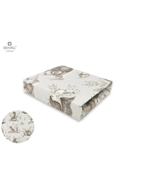BN-6426972022057,Miminu - Cearceaf cu elastic, Din bumbac certificat Oeko Tex Standard 100, Pentru pat 160x80 cm, Design, Calm F