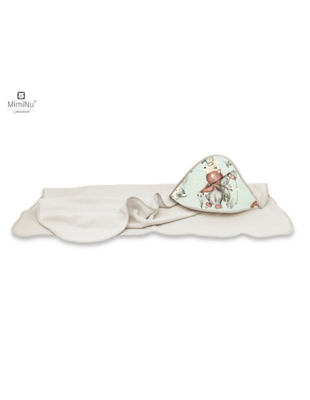 BN-6426972022132,MimiNu - Prosop mare cu gluga, Dimensiune 100x100 cm, Din bumbac si thermo fleece, Materiale certificate Oeko T