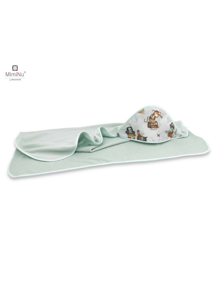 BN-6426972022163,MimiNu - Prosop mare cu gluga, Dimensiune 100x100 cm, Din bumbac si thermo fleece, Materiale certificate Oeko T