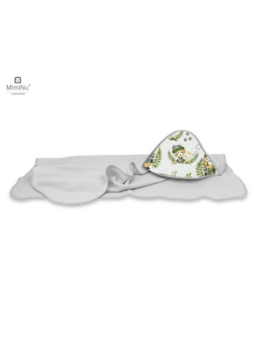 BN-6426972022170,MimiNu - Prosop mare cu gluga, Dimensiune 100x100 cm, Din bumbac si thermo fleece, Materiale certificate Oeko T