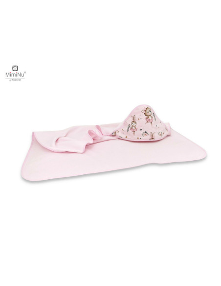 BN-6426972022187,MimiNu - Prosop mare cu gluga, Dimensiune 100x100 cm, Din bumbac si thermo fleece, Materiale certificate Oeko T