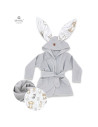 BN-6426972022330,MimiNu - Halat de baie cu urechi 2 - 5 ani, Moale, Cu buzunare, Cu cordon, Din bumbac si thermo fleece, Materia