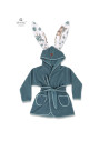 BN-6426972022347,MimiNu - Halat de baie cu urechi 2 - 5 ani, Moale, Cu buzunare, Cu cordon, Din bumbac si thermo fleece, Materia