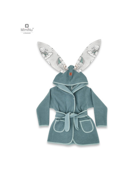 BN-6426972022378,MimiNu - Halat de baie cu urechi 2 - 5 ani, Moale, Cu buzunare, Cu cordon, Din bumbac si thermo fleece, Materia