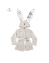 BN-6426972022385,MimiNu - Halat de baie cu urechi 2 - 5 ani, Moale, Cu buzunare, Cu cordon, Din bumbac si thermo fleece, Materia