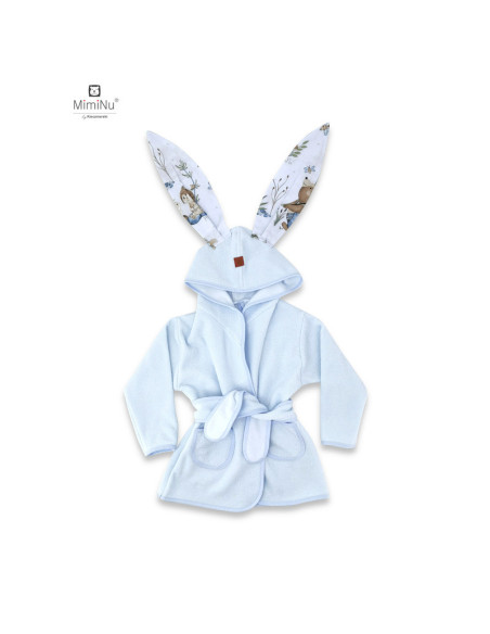 BN-6426972022392,MimiNu - Halat de baie cu urechi 2 - 5 ani, Moale, Cu buzunare, Cu cordon, Din bumbac si thermo fleece, Materia