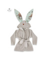 BN-6426972022408,MimiNu - Halat de baie cu urechi 2 - 5 ani, Moale, Cu buzunare, Cu cordon, Din bumbac si thermo fleece, Materia