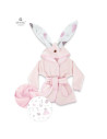 BN-6426972022477,MimiNu - Halat de baie cu urechi 5 - 7 ani, Moale, Cu buzunare, Cu cordon, Din bumbac si thermo fleece, Materia