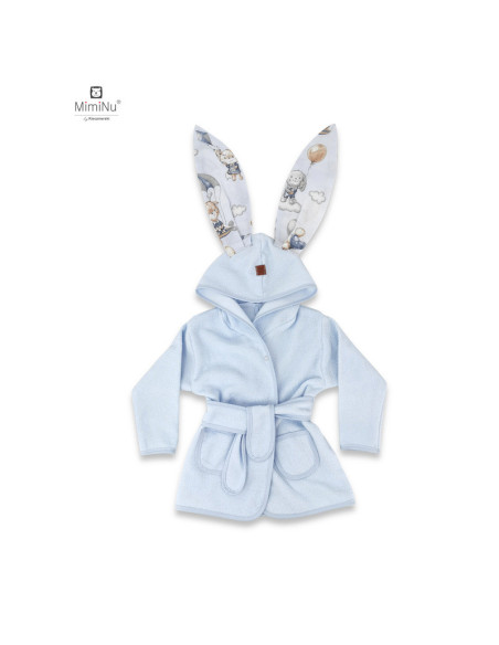 BN-6426972022491,MimiNu - Halat de baie cu urechi 5 - 7 ani, Moale, Cu buzunare, Cu cordon, Din bumbac si thermo fleece, Materia