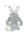 BN-6426972022507,MimiNu - Halat de baie cu urechi 5 - 7 ani, Moale, Cu buzunare, Cu cordon, Din bumbac si thermo fleece, Materia