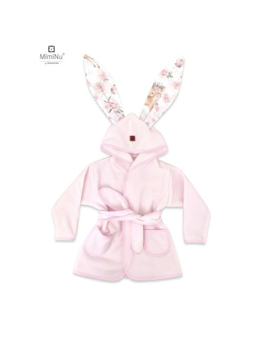 BN-6426972022538,MimiNu - Halat de baie cu urechi 5 - 7 ani, Moale, Cu buzunare, Cu cordon, Din bumbac si thermo fleece, Materia