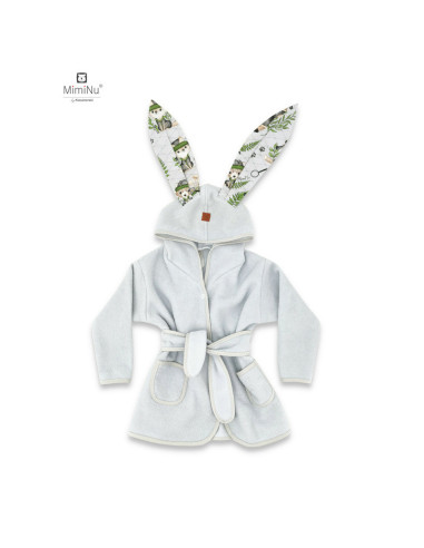 BN-6426972022620,MimiNu - Halat de baie cu urechi 5 - 7 ani, Moale, Cu buzunare, Cu cordon, Din bumbac si thermetective fleece, 