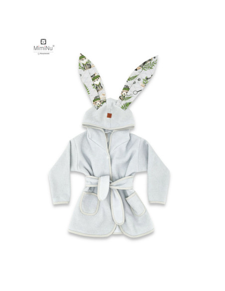 BN-6426972022620,MimiNu - Halat de baie cu urechi 5 - 7 ani, Moale, Cu buzunare, Cu cordon, Din bumbac si thermetective fleece, 