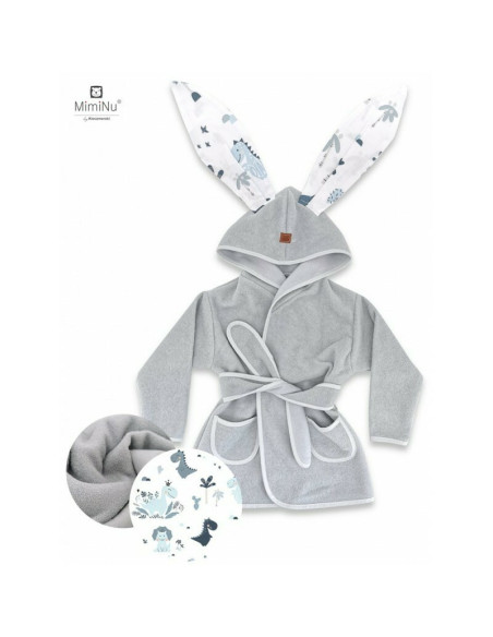 BN-6426972022644,MimiNu - Halat de baie cu urechi 6 - 24 luni, Moale, Cu buzunare, Cu cordon, Din bumbac si thermo fleece, Mater