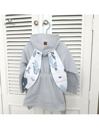 BN-6426972022644,MimiNu - Halat de baie cu urechi 6 - 24 luni, Moale, Cu buzunare, Cu cordon, Din bumbac si thermo fleece, Mater