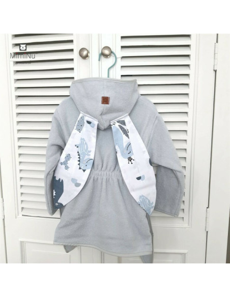 BN-6426972022644,MimiNu - Halat de baie cu urechi 6 - 24 luni, Moale, Cu buzunare, Cu cordon, Din bumbac si thermo fleece, Mater