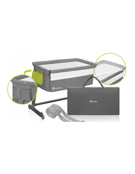BN-LO-THEO_GREY_STONE_NATURAL,Lionelo - Patut co-sleeper Theo 2 in 1, Cu setare unghiulara, Reglabil in 5 pozitii pe inaltime, C
