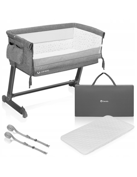 BN-LO-THEO_GREY_STONE_NATURAL,Lionelo - Patut co-sleeper Theo 2 in 1, Cu setare unghiulara, Reglabil in 5 pozitii pe inaltime, C