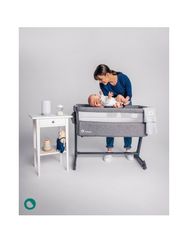 BN-LO-THEO_GREY_STONE_NATURAL,Lionelo - Patut co-sleeper Theo 2 in 1, Cu setare unghiulara, Reglabil in 5 pozitii pe inaltime, C