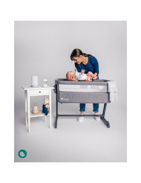 BN-LO-THEO_GREY_STONE_NATURAL,Lionelo - Patut co-sleeper Theo 2 in 1, Cu setare unghiulara, Reglabil in 5 pozitii pe inaltime, C