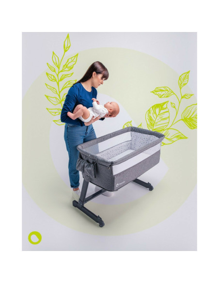 BN-LO-THEO_GREY_STONE_NATURAL,Lionelo - Patut co-sleeper Theo 2 in 1, Cu setare unghiulara, Reglabil in 5 pozitii pe inaltime, C