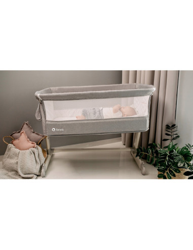 BN-LO-THEO_GREY_STONE_NATURAL,Lionelo - Patut co-sleeper Theo 2 in 1, Cu setare unghiulara, Reglabil in 5 pozitii pe inaltime, C
