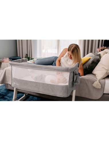 BN-LO-THEO_GREY_STONE_NATURAL,Lionelo - Patut co-sleeper Theo 2 in 1, Cu setare unghiulara, Reglabil in 5 pozitii pe inaltime, C