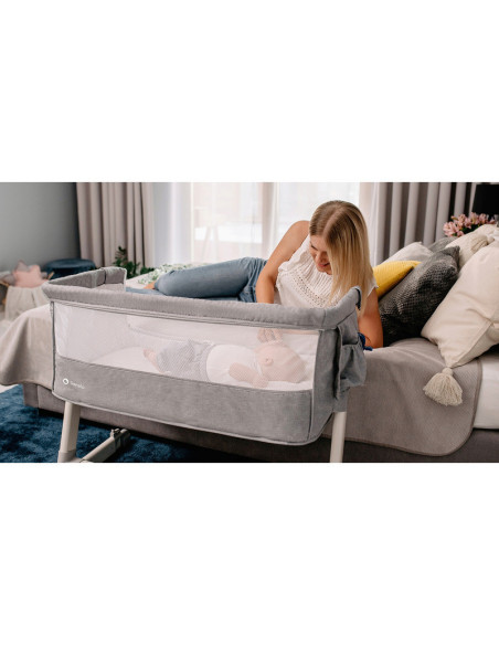 BN-LO-THEO_GREY_STONE_NATURAL,Lionelo - Patut co-sleeper Theo 2 in 1, Cu setare unghiulara, Reglabil in 5 pozitii pe inaltime, C