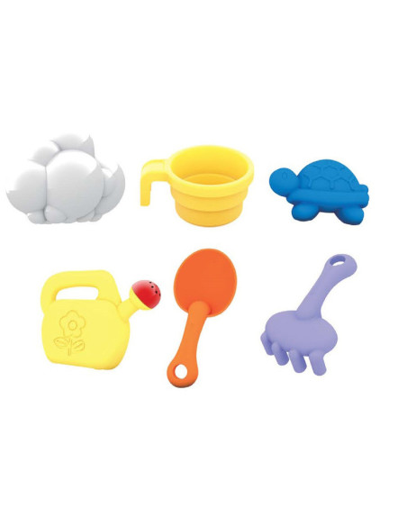 BN-858514,Petite&Mars - Masa de joaca pentru copii, Teo, Pentru apa si nisip, 6 jucarii diferite incluse, 46 x 69 x 39 cm, Albas